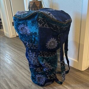 Drum backpack- Bohemian Blue and Teal Djembe backpack